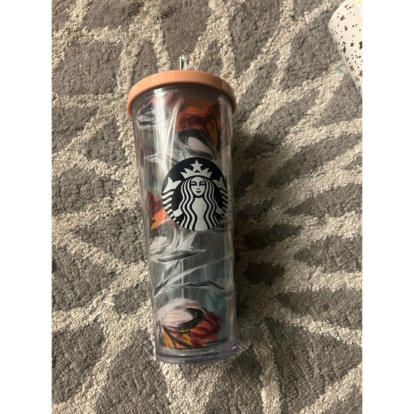 Starbucks Other - Starbucks 2019 Peony Flower Floral VENTI TUMBLER 24oz Pink Lid with Orange Straw
